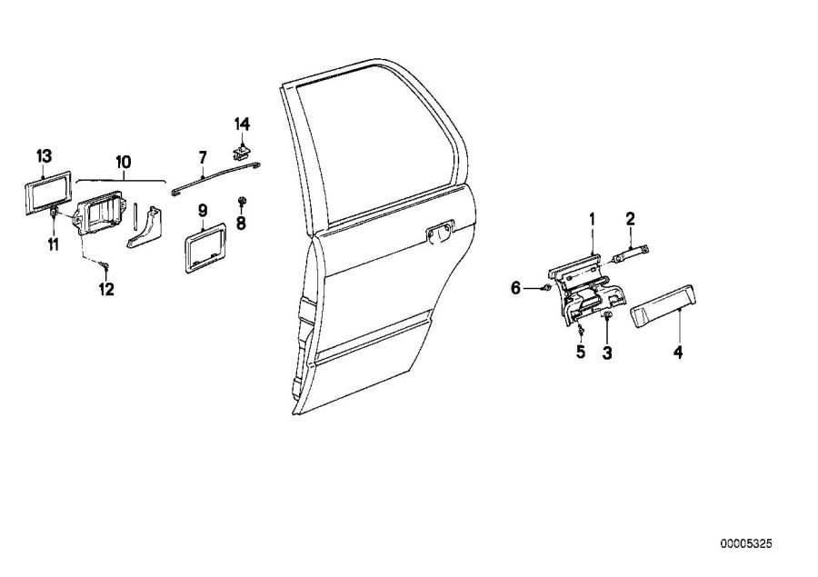 Diagram Closing system, door, rear for your BMW