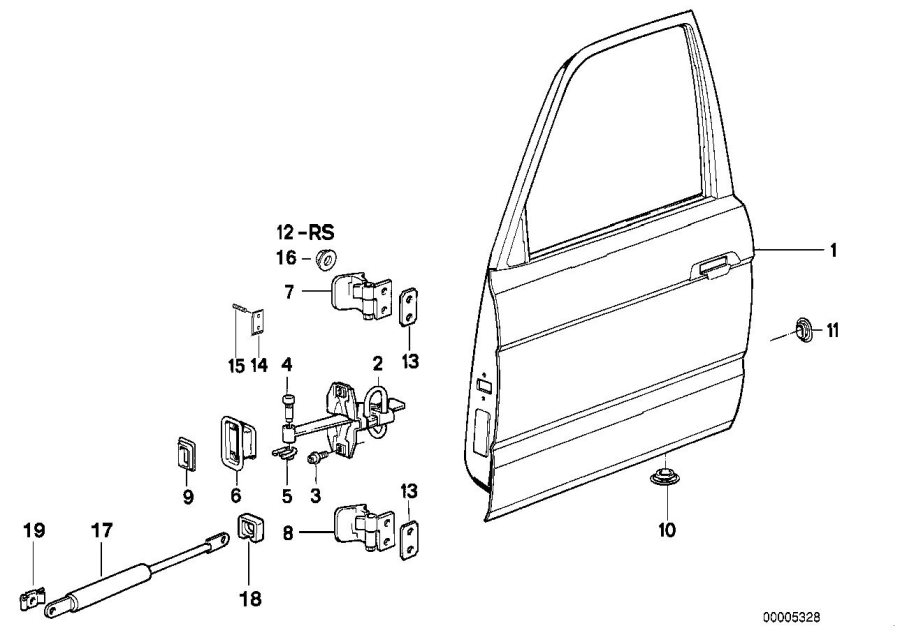 Diagram Front DOOR-HINGE/DOOR brake for your BMW