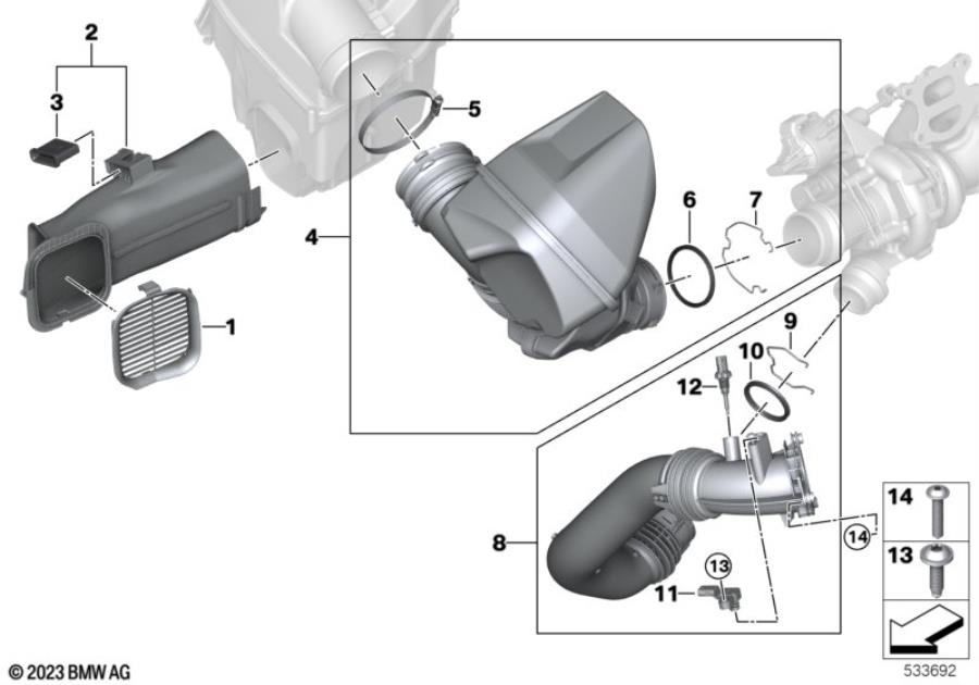 Diagram Air duct for your 2010 BMW M6   