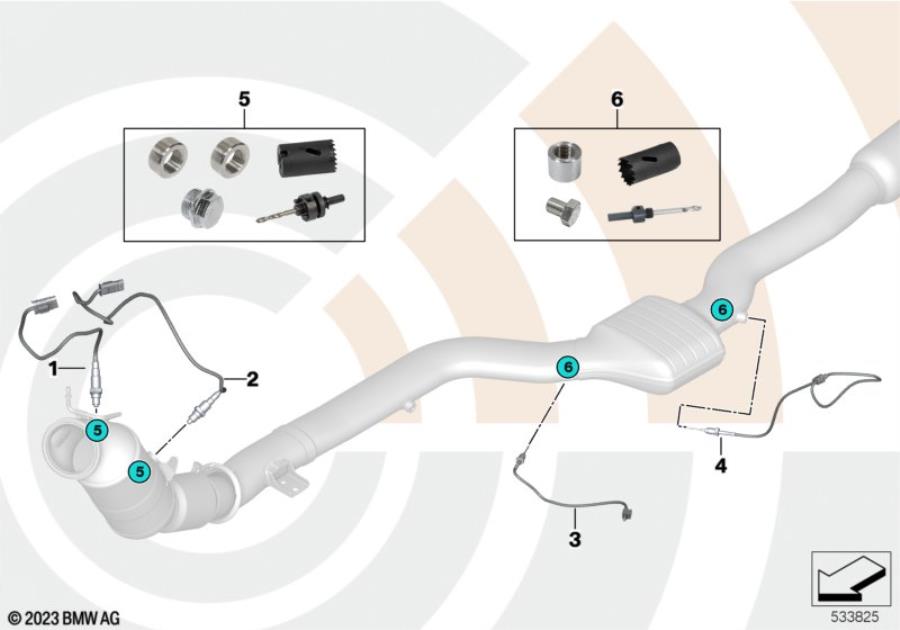 Diagram Rep. kit welded case exhaust gas sensors for your BMW