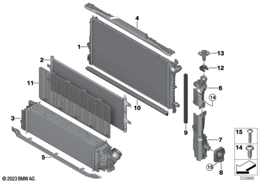 Diagram Coolant radiator mounting hardware for your 2016 BMW 650i   