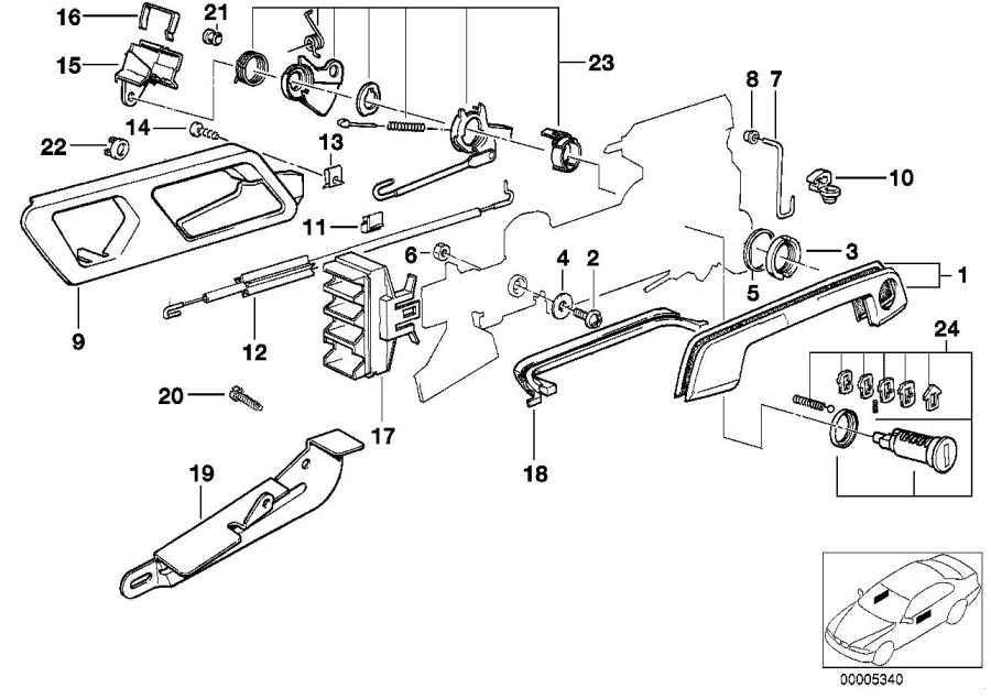 Diagram FRONT DOOR CONTROL/DOOR LOCK for your 2019 BMW 230iX  Convertible 