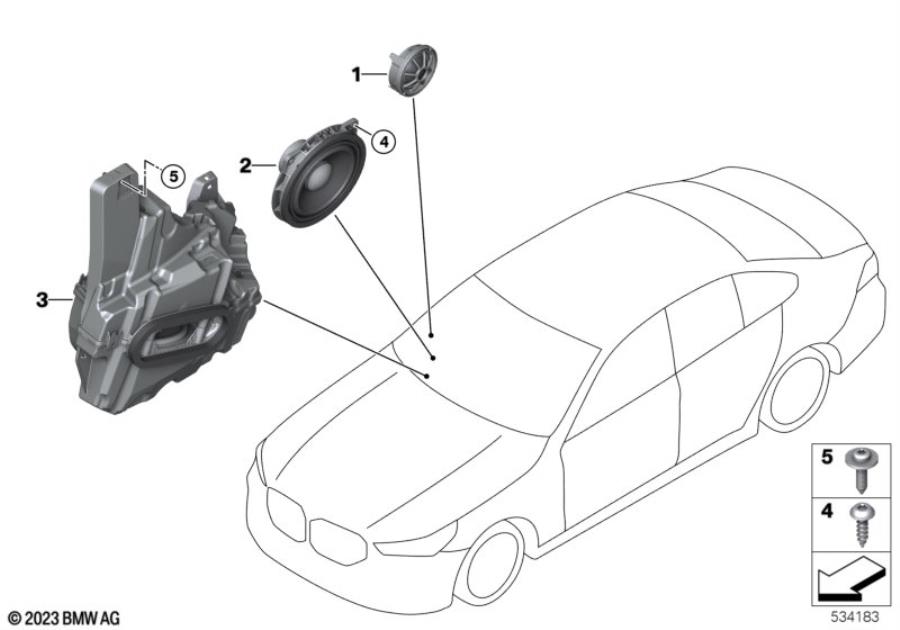 Diagram Single parts f front door hifi system for your BMW