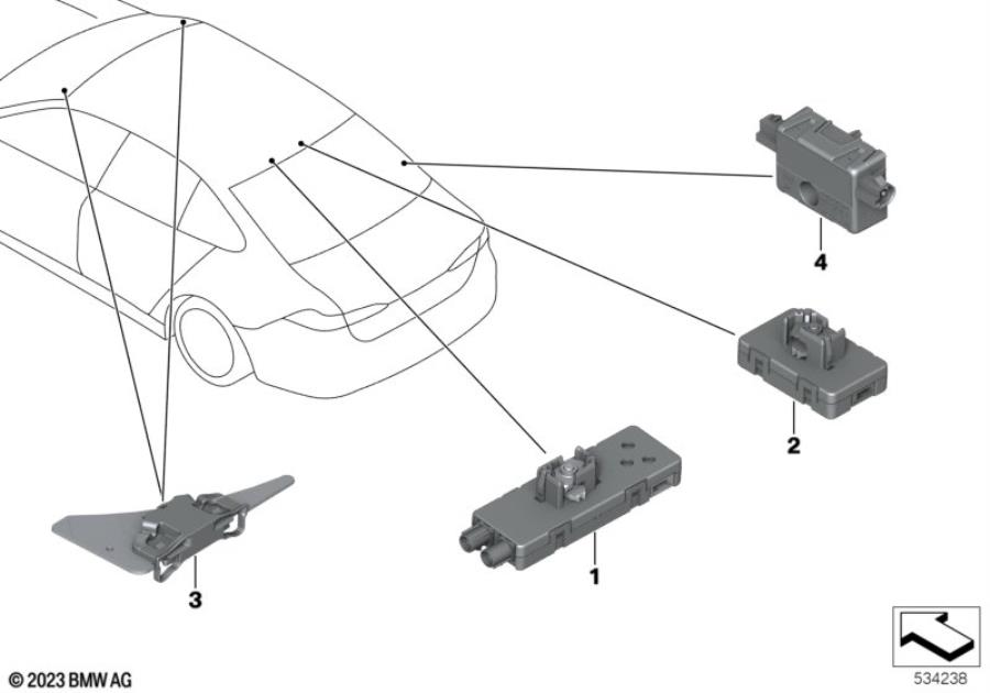 Diagram Separate components for antenna system for your 2018 BMW M6   