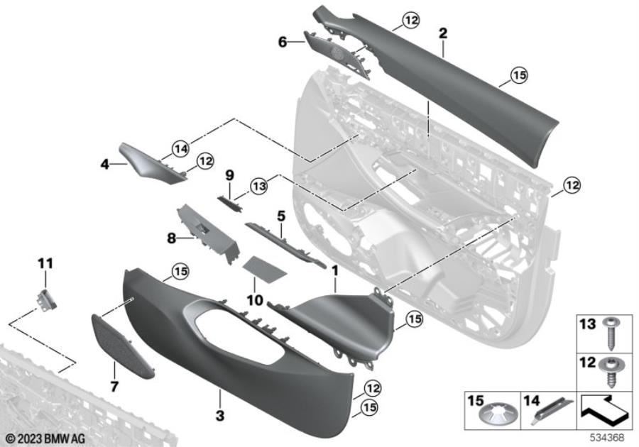 Diagram Surface-mounted parts, door panel, front for your 2009 BMW M6   