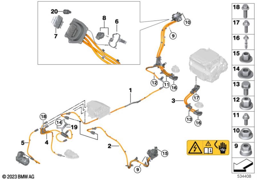 Diagram HV cable set for charge socket for your BMW