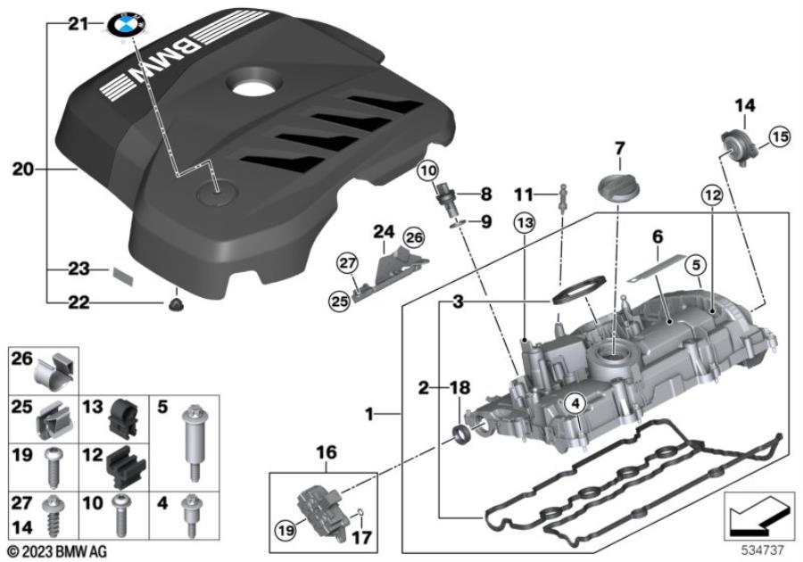 Diagram Cylinder head cover/Mounting parts for your 2016 BMW 228i   