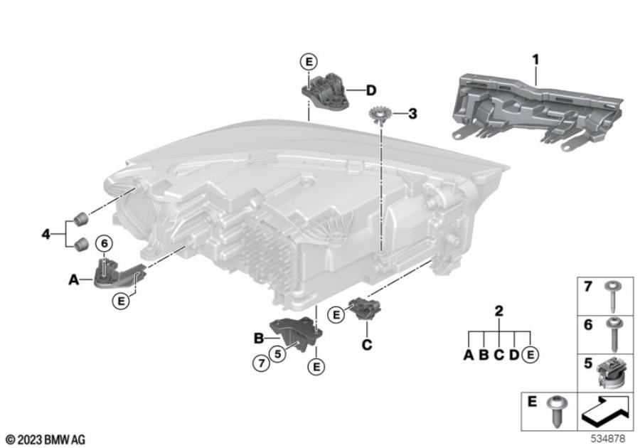 Diagram Single components for headlight for your 1988 BMW M6   