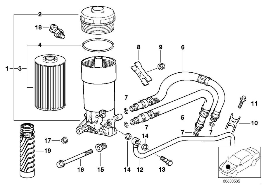 Diagram Lubrication system-oil filter for your BMW 530i  