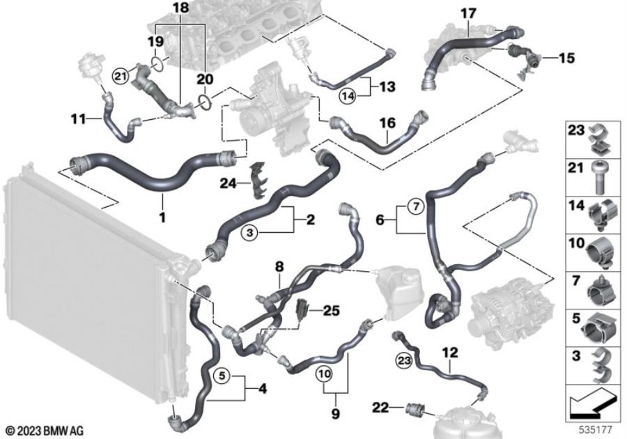 Full size assembly image of Cooling system coolant hoses (1/1)