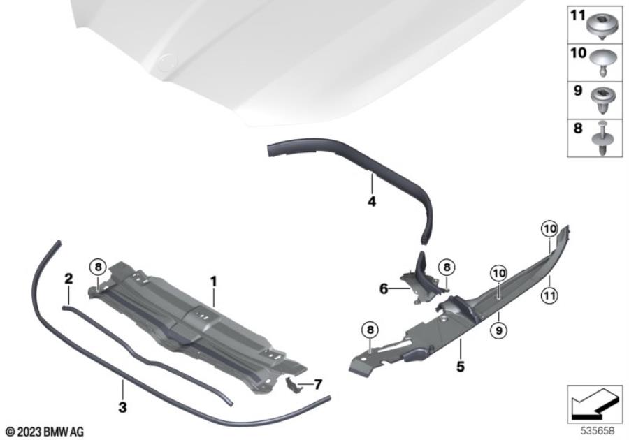 Diagram Hood seals for your BMW