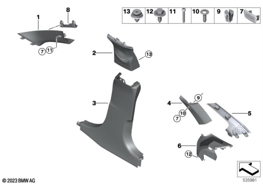 Diagram Trim panel A- / B- / C- / D-Column for your 2016 BMW M6   