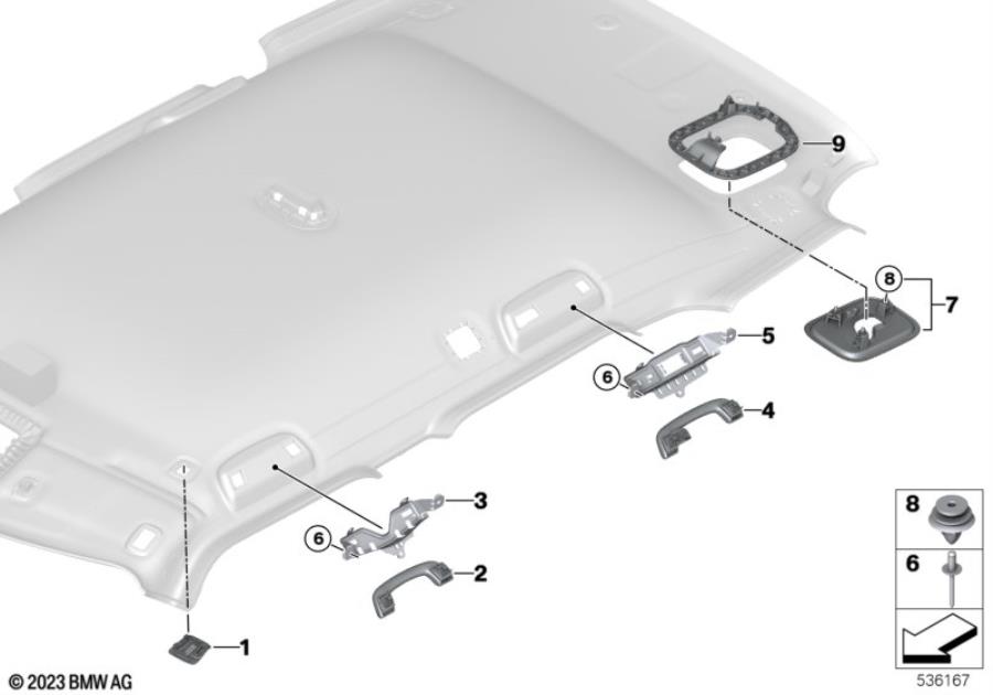 Diagram Mounting parts, roof antenna for your MINI