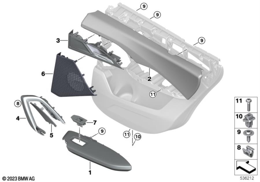 Diagram Mounting parts, door trim, rear for your 2010 BMW M6   