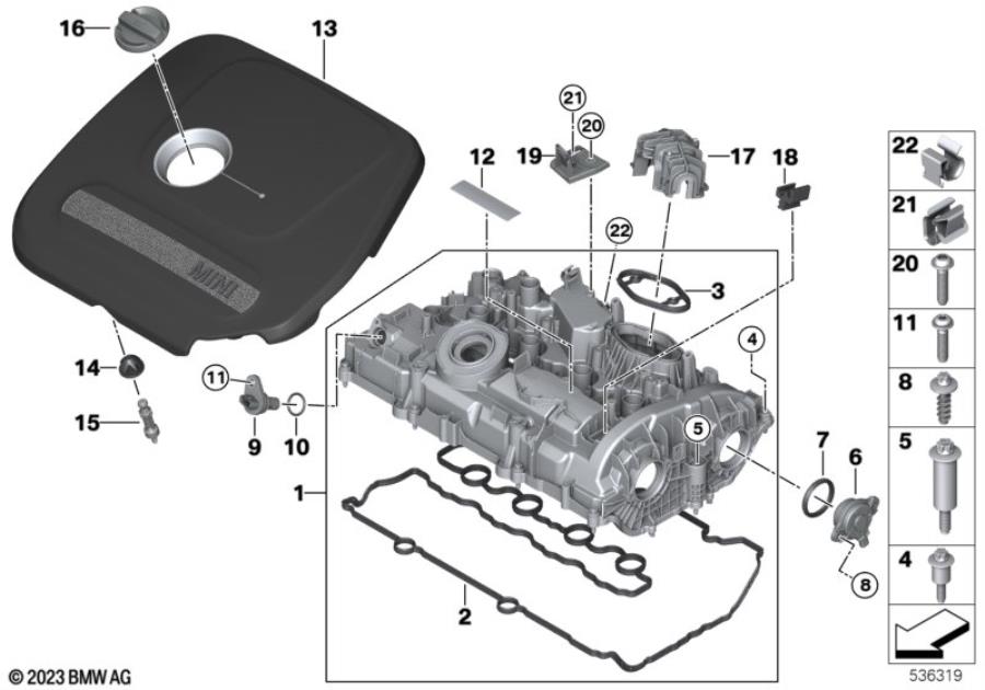 Diagram Cylinder head cover/Mounting parts for your MINI