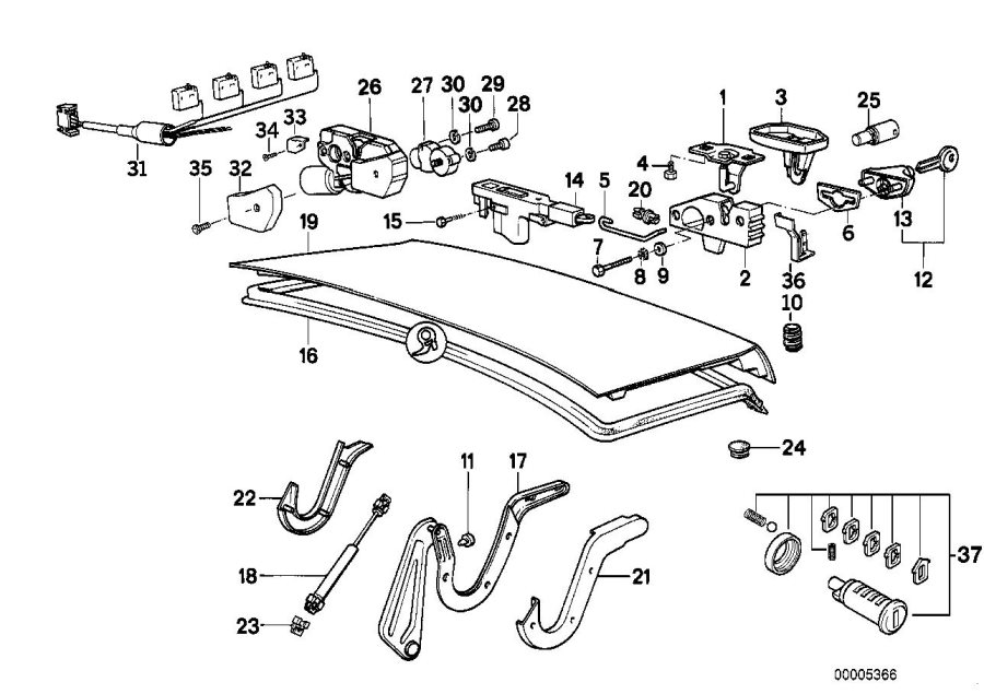 Le diagramme Couvercle de coffre/Système de fermeture pour votre BMW