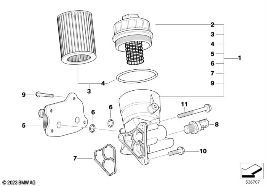 Diagram Lubricat.syst.-oil filter,heat exchanger for your MINI