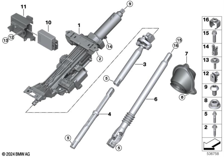 Diagram Electron.steer. column adj./add-on parts for your BMW