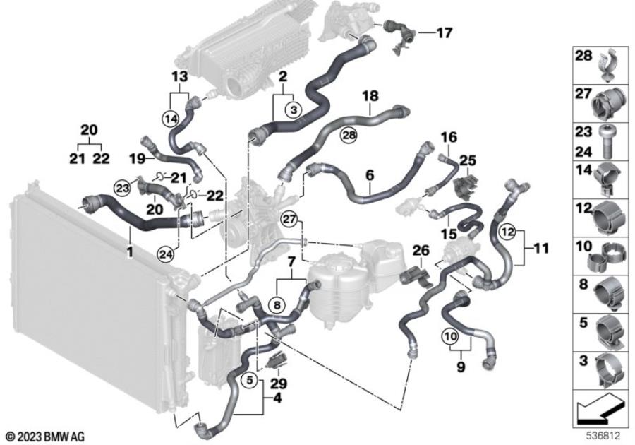 Diagram Cooling system coolant hoses for your BMW M6  