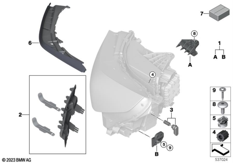 Diagram Single components for headlight for your 2018 BMW M6   