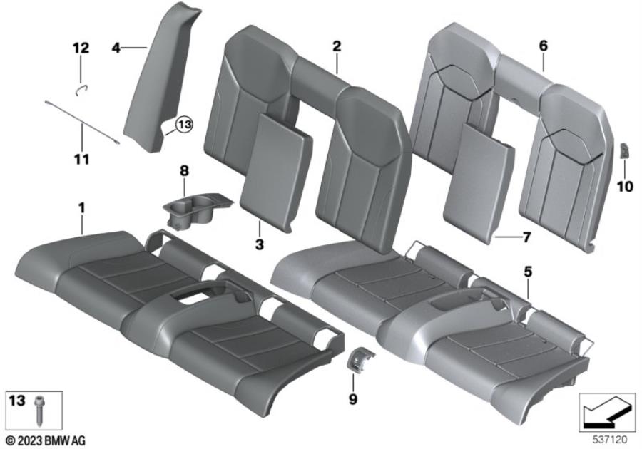 Diagram Seat rear, upholstery & cover base seat for your BMW