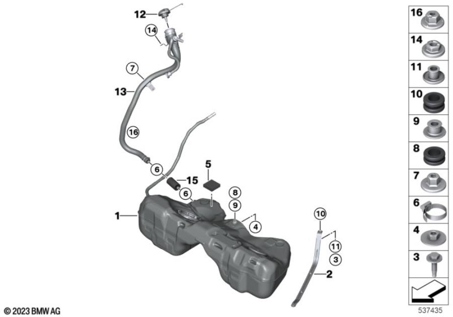 Diagram Fuel tank/mounting parts for your BMW