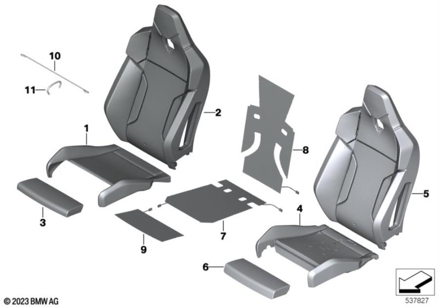 Diagram Front seat, uph.and cover, M sports seat for your BMW