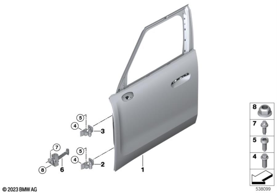 Diagram Front door-hinge/door brake for your MINI