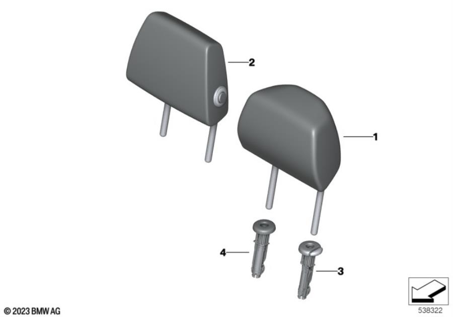 Diagram Rear seat head restraint for your BMW