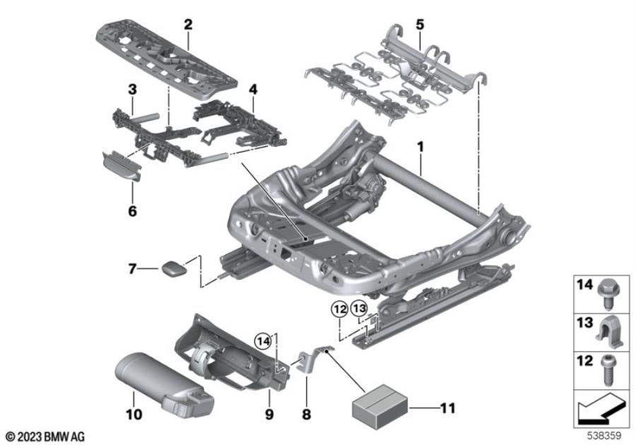 Diagram Seat, front, seat frame for your 1988 BMW M6   