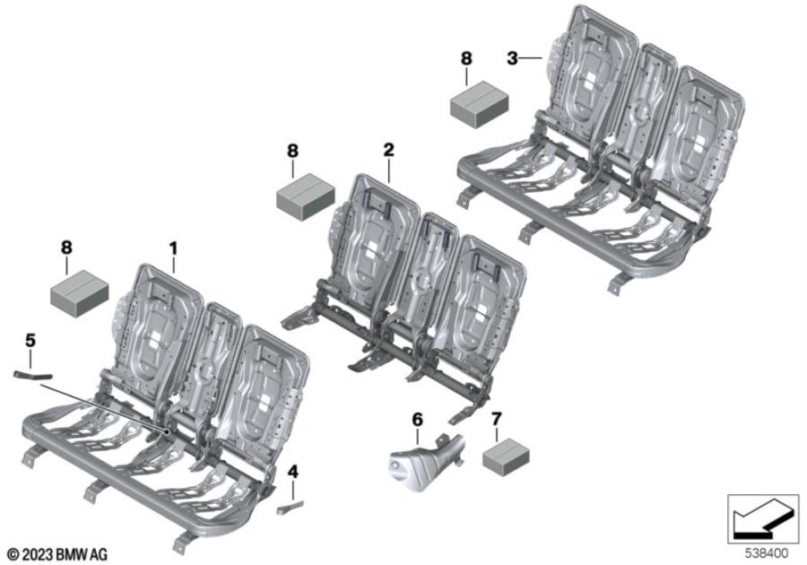 Diagram Seat, rear, seat frame, base seat for your 2010 BMW M6   