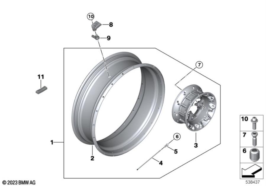 Diagram Cross spoke wheel rear for your BMW