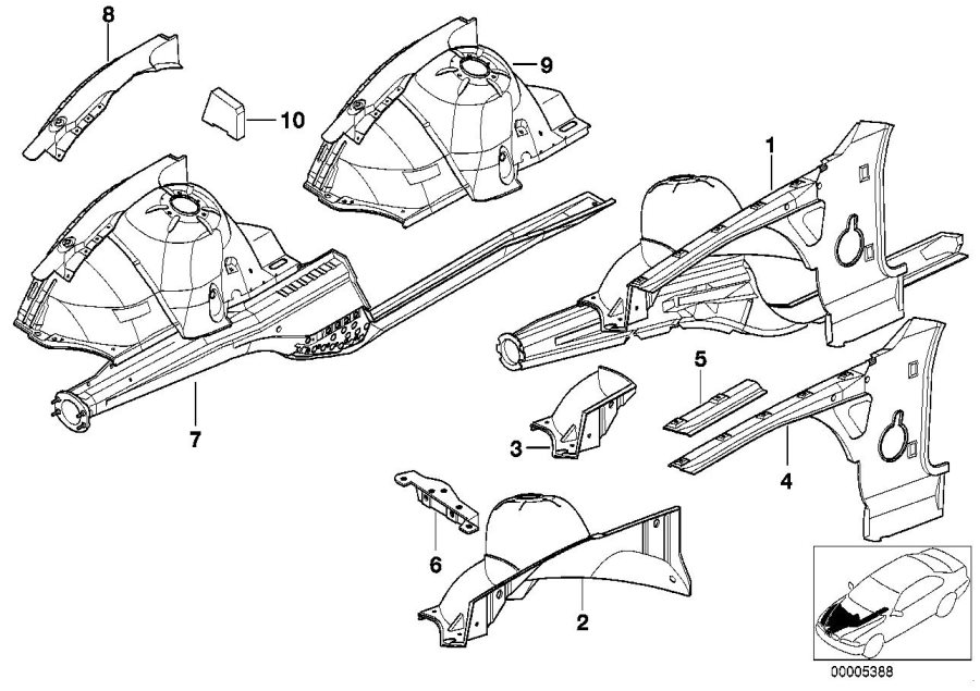 Diagram Front wheelhouse for your 2006 BMW M6   