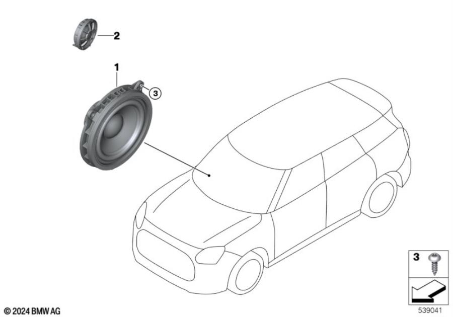 Diagram Single parts f front door loudspeaker for your MINI