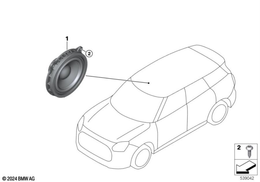 Diagram Single parts f rear door loudspeaker for your MINI