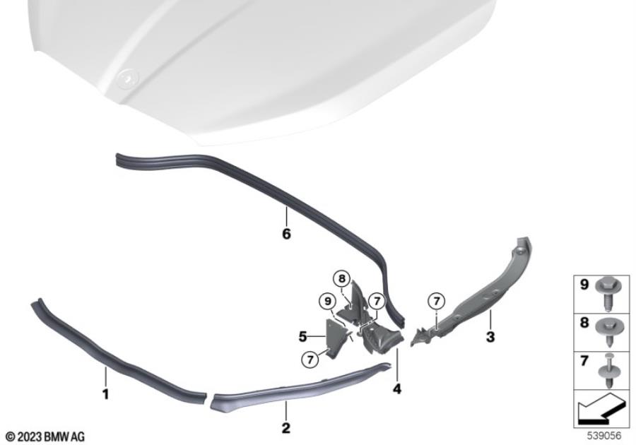 Diagram Hood seals for your BMW X2  