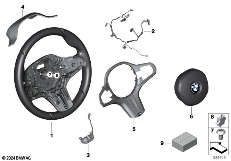 Diagram M Sport steering wheel, airbag for your 2021 BMW M550iX Sedan  