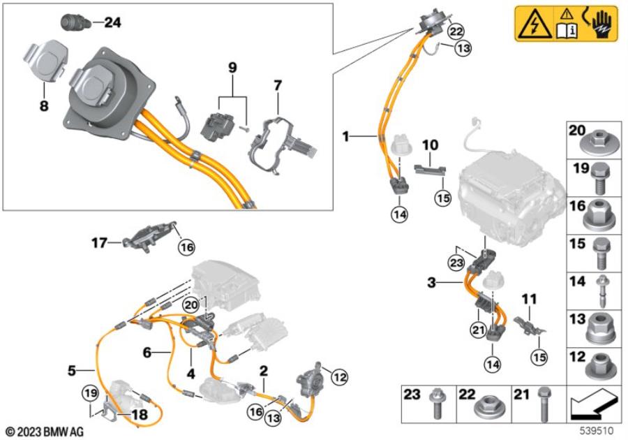 Diagram HV cable set for charge socket for your BMW