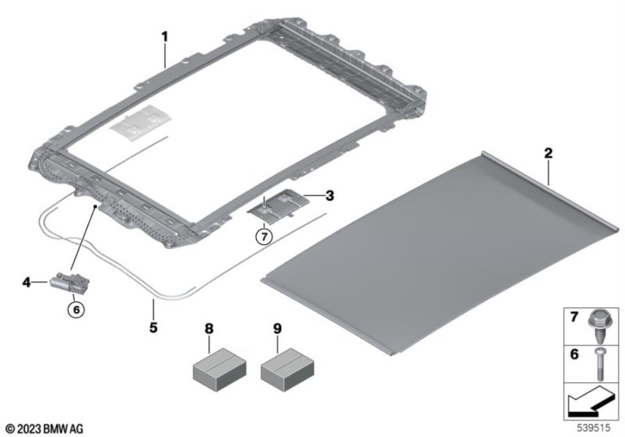 Diagram Panorama glass roof, roller for your BMW