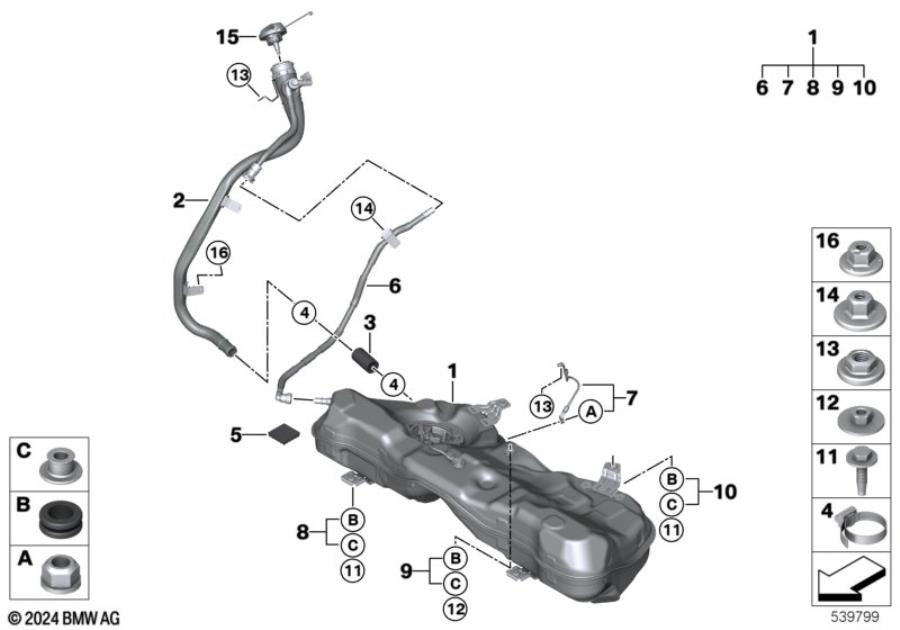 Diagram Fuel tank/mounting parts for your BMW