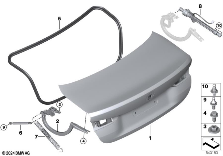 Diagram Trunk lid for your 1988 BMW M6   