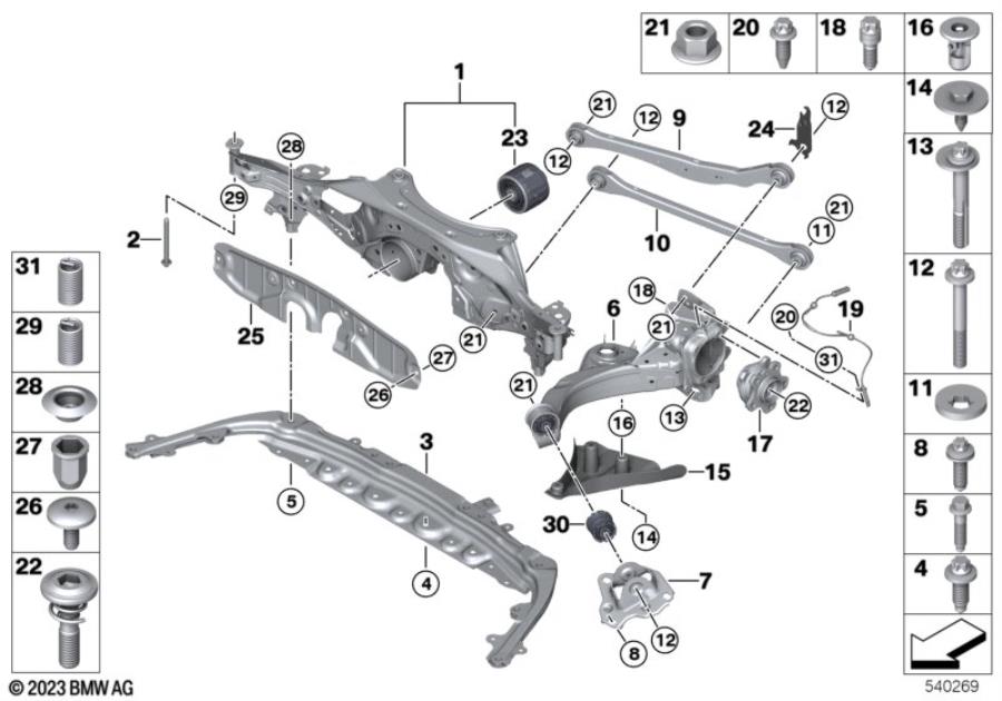 Diagram Rear axle carrier for your MINI