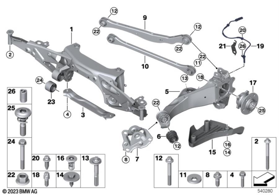 Diagram Rr axle support, wheel susp.,whl bearing for your MINI