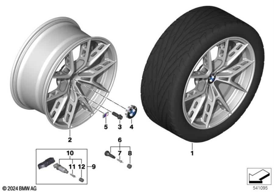 Diagram BMW LA wheel Y-spoke 1063M - 20-21" SZ for your 2025 BMW M2 Automatic Coupe 