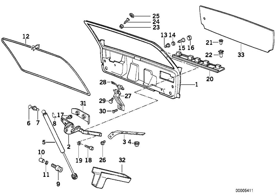 Diagram Single components for trunk lid for your 2019 BMW 230iX  Convertible 