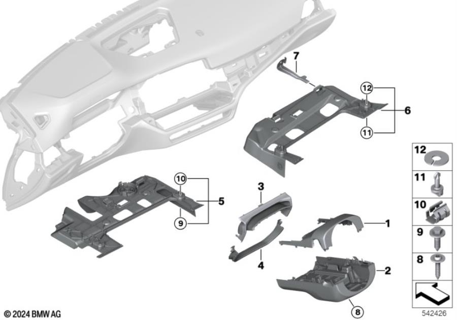 Diagram Mounting parts, I-panel, bottom for your BMW M6  