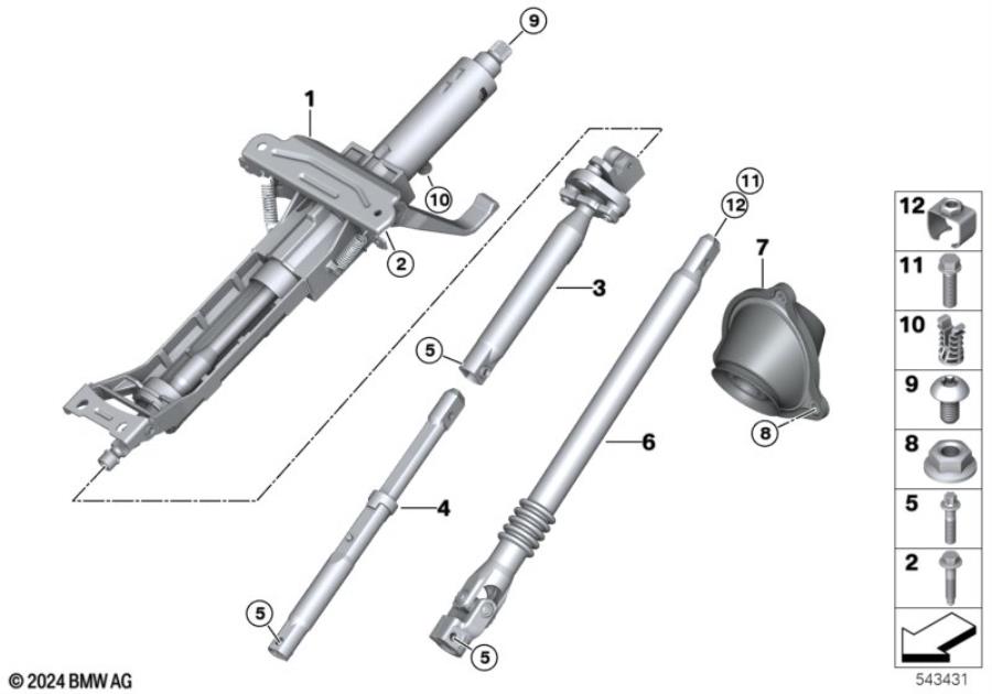 Diagram Steering column man.adjust./Mount. parts for your BMW