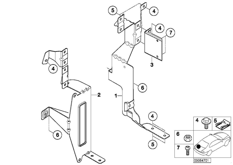 Diagram CD changer mounting parts for your BMW