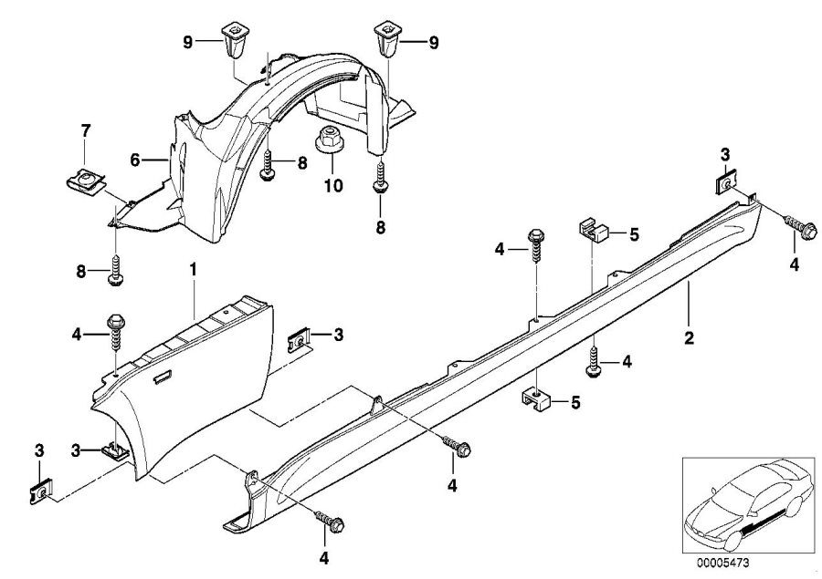 Diagram Front side PANEL/ENTRANCE for your BMW