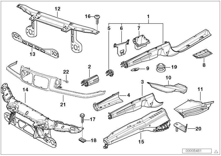 Diagram Front body parts for your BMW